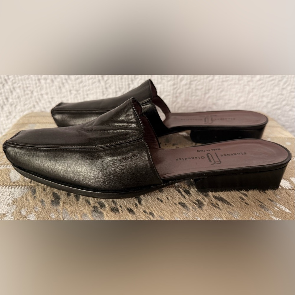 Florence Girardier Black Leather Mule Clogs – EU 39 | Made in Italy
